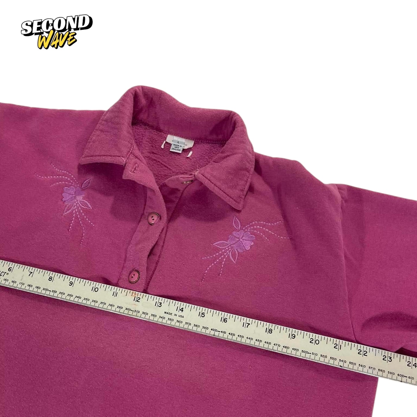 PINK EMBROIDERED QUARTER ZIP (L)