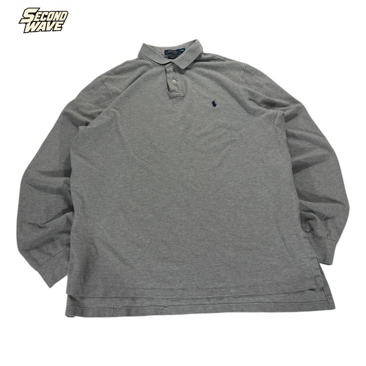 POLO RALPH LAUREN GRAY POLO LONG SLEEVE (XL)