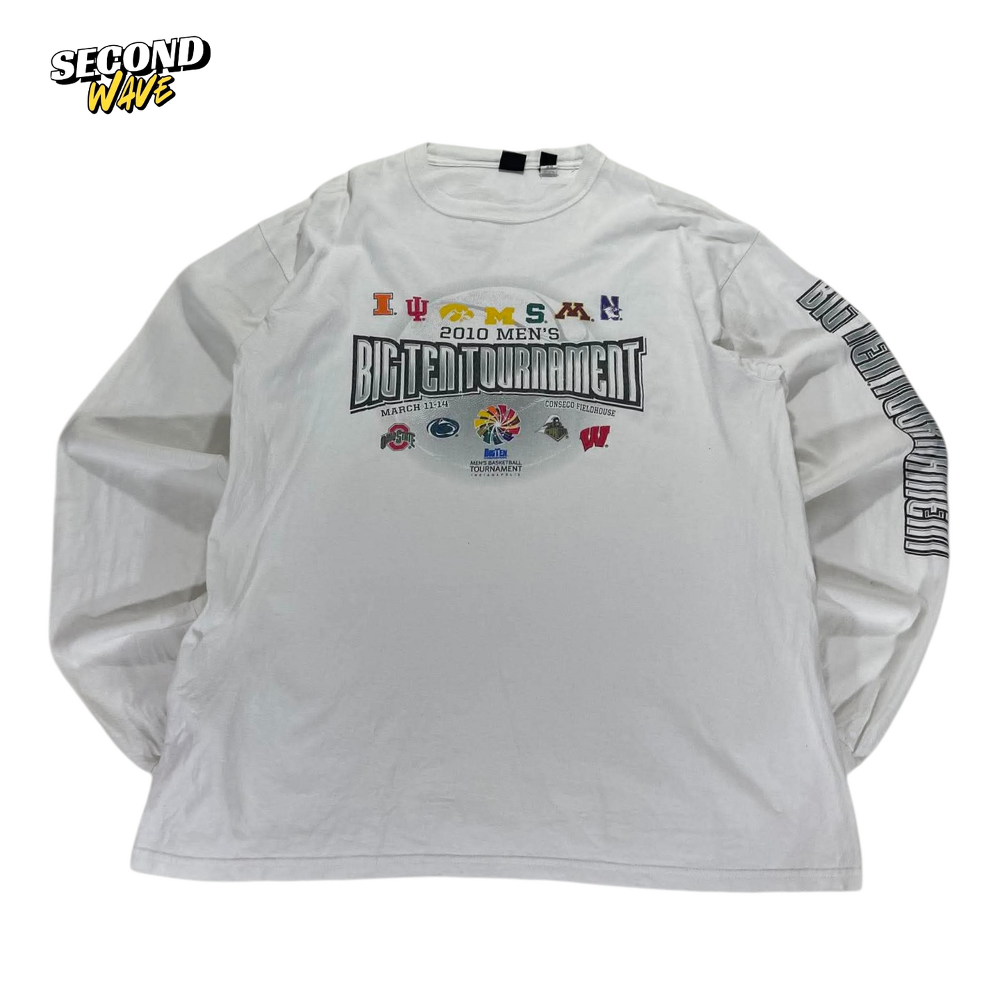 2010 BIG TEN TOURNAMENT WHITE LONG SLEEVE SHIRT (XL)
