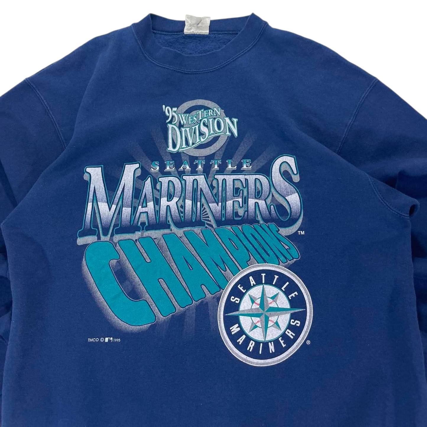 90s SEATTLE MARINERS NAVY CREWNECK SWEATSHIRT (L)