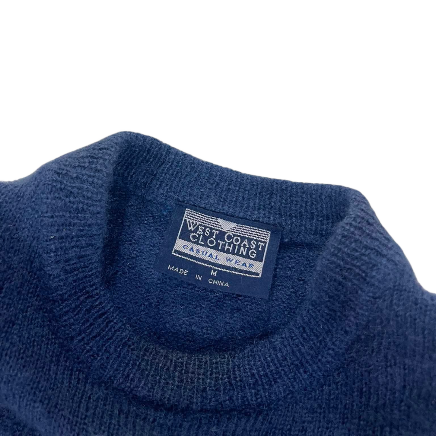 WEST COAST NAVY BLUE 100% WOOL SWEATER (M)