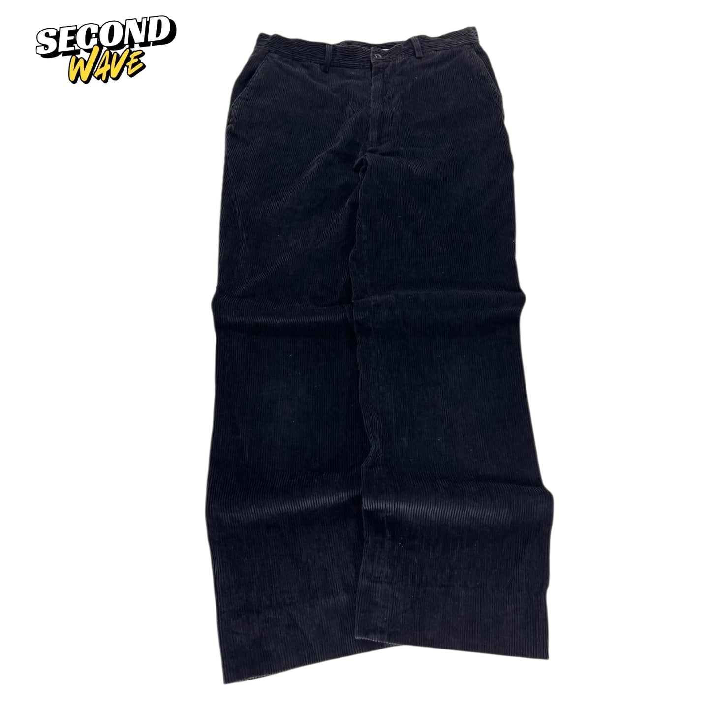 VINTAGE BLACK CORDUROY TROUSERS (30)