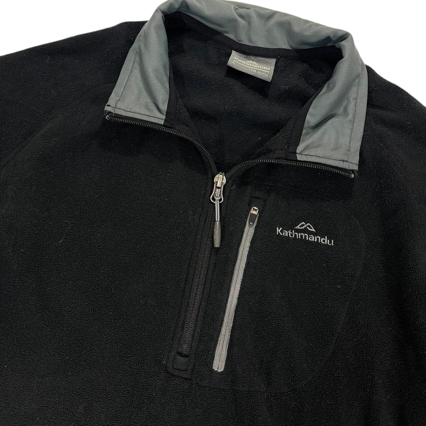 VINTAGE KATHMANDU BLACK FLEECE QUARTER ZIP JUMPER (L)