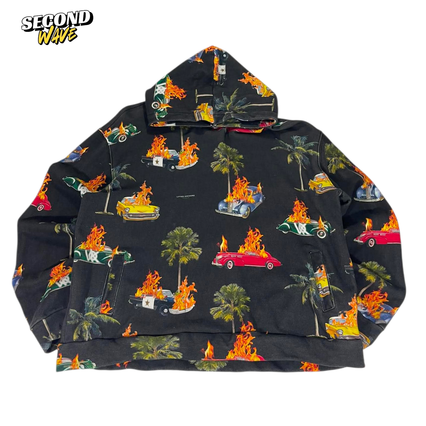 LIFTED ANCHORS BLACK CAR FLAME HOODIE (XL)