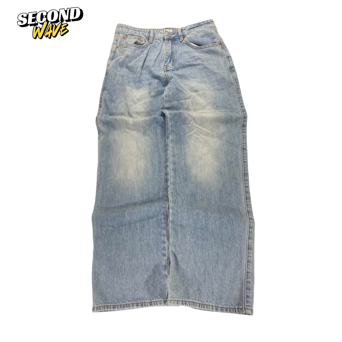 SUBTITLED LIGHT WASHED BLUE JEANS (28)