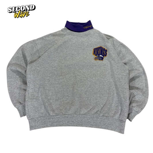 VINTAGE NFL MINNESOTA VIKINGS GREY CREWNECK SWEATSHIRT (L)