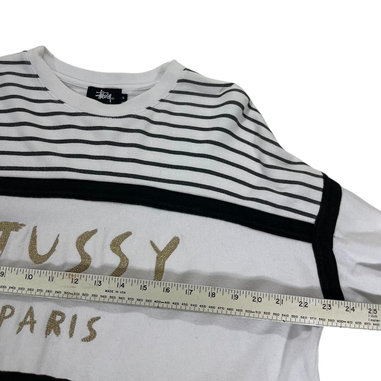 STUSSY PARIS WHITE AND BLACK STRIPED SWEATSHIRT (14)