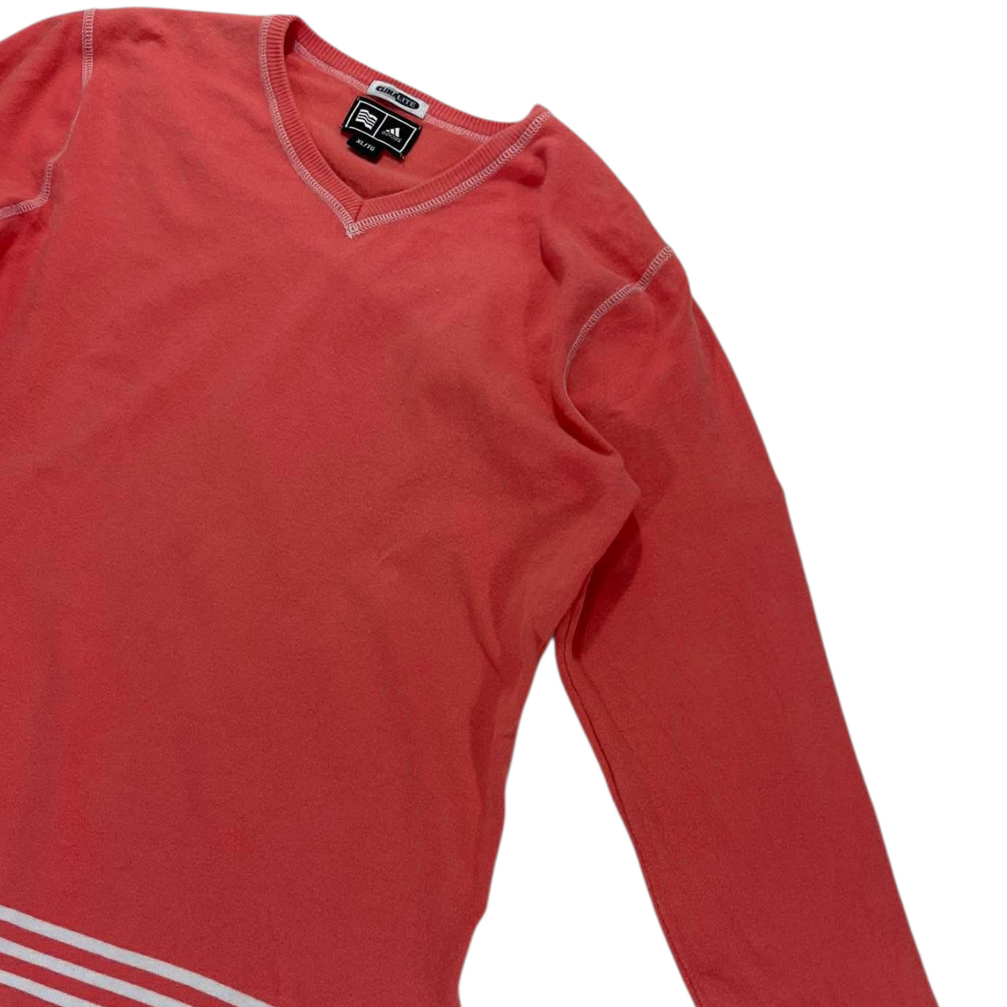 ADIDAS LONG SLEEVE SWEATER TOP WITH WHITE STRIPES (XL)