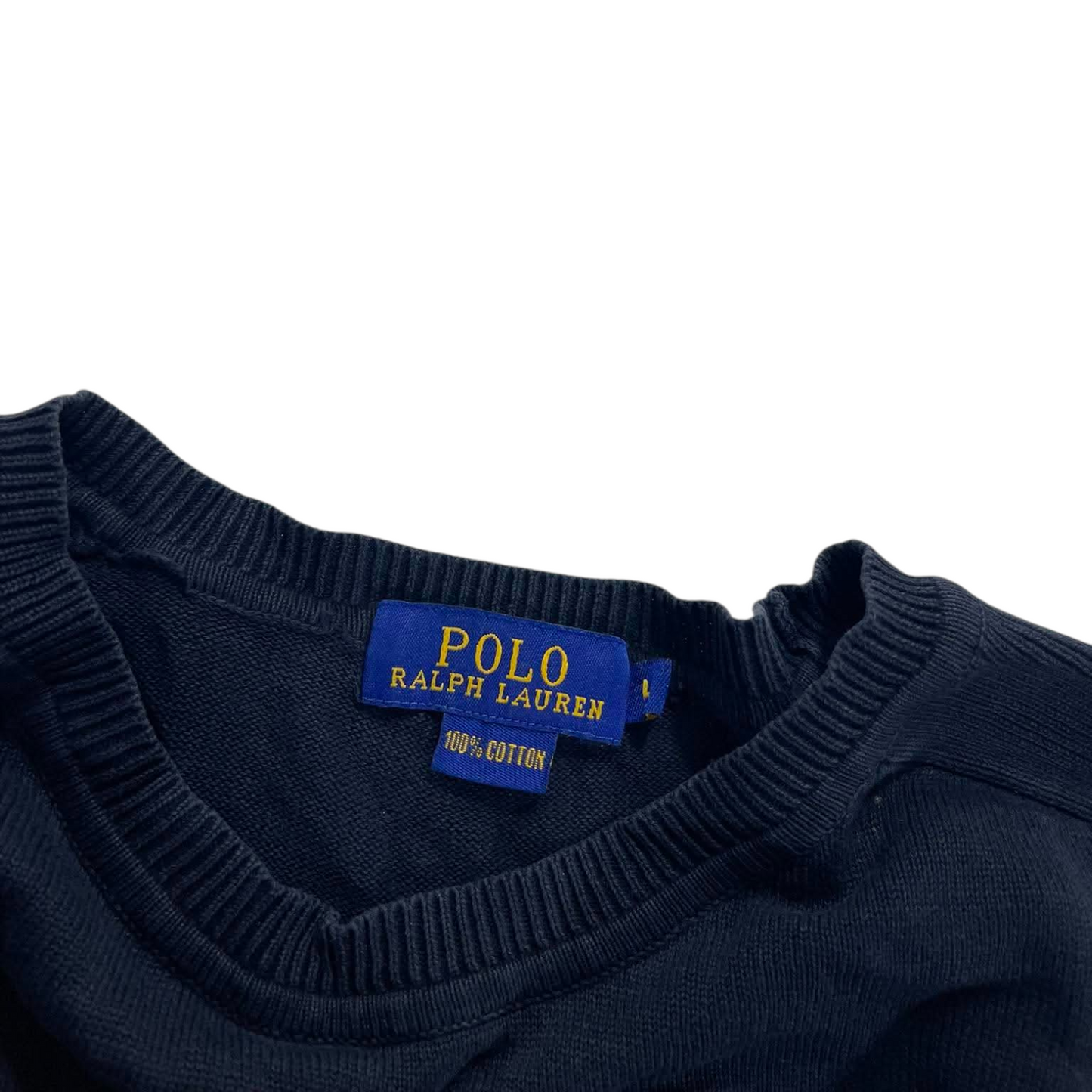 100% COTTON POLO RALPH LAUREN NAVY CREWNECK (BEST FIT M)