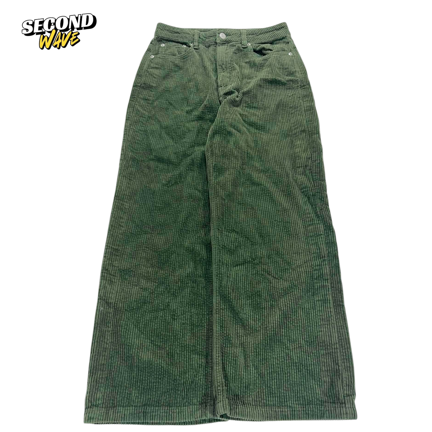BAGGY GLASSONS GREEN CORDUROY WIDE LEG (10)