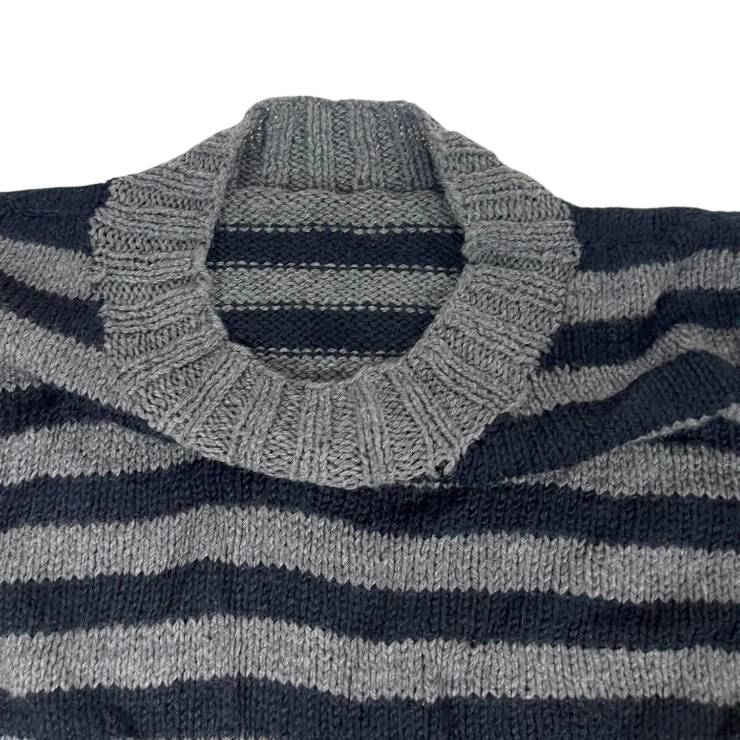 SOFT NAVY & GREY STRIPED SWEATER (M)