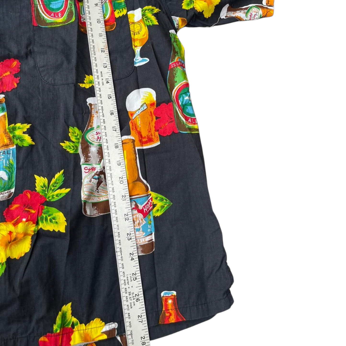 90S BEER ALOHA BUTTON UP SHIRT (L)