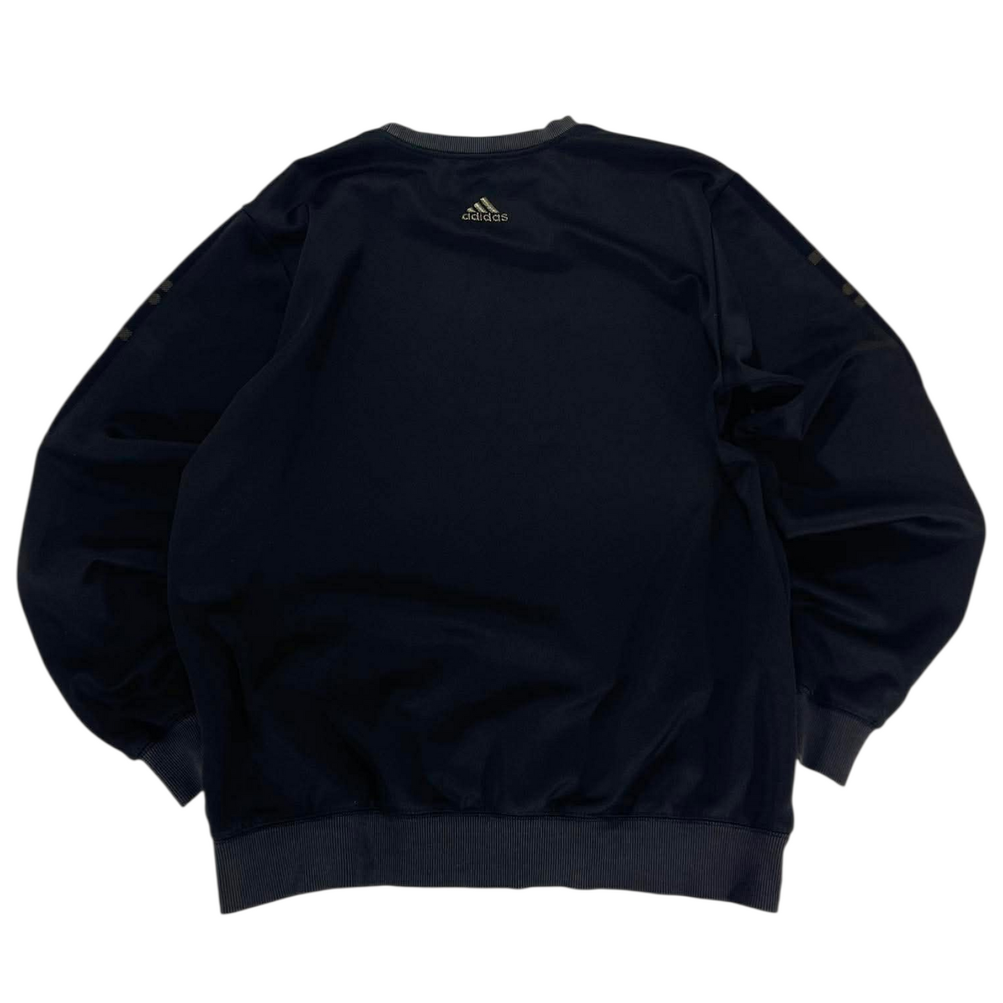 ADIDAS BLACK SWEATSHIRT WITH GOLD LOGO AND SLEEVE PRINT (M)