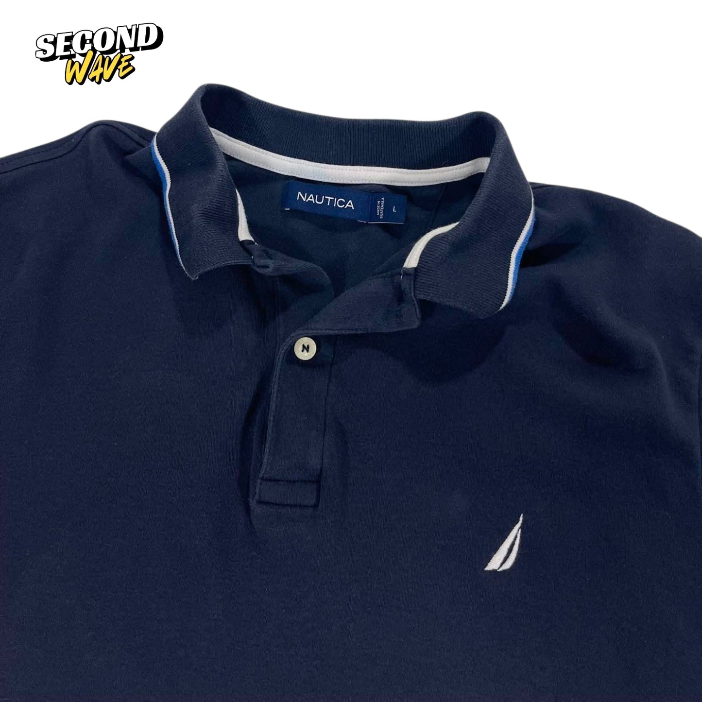NAUTICA NAVY BLUE POLO SHIRT (L)