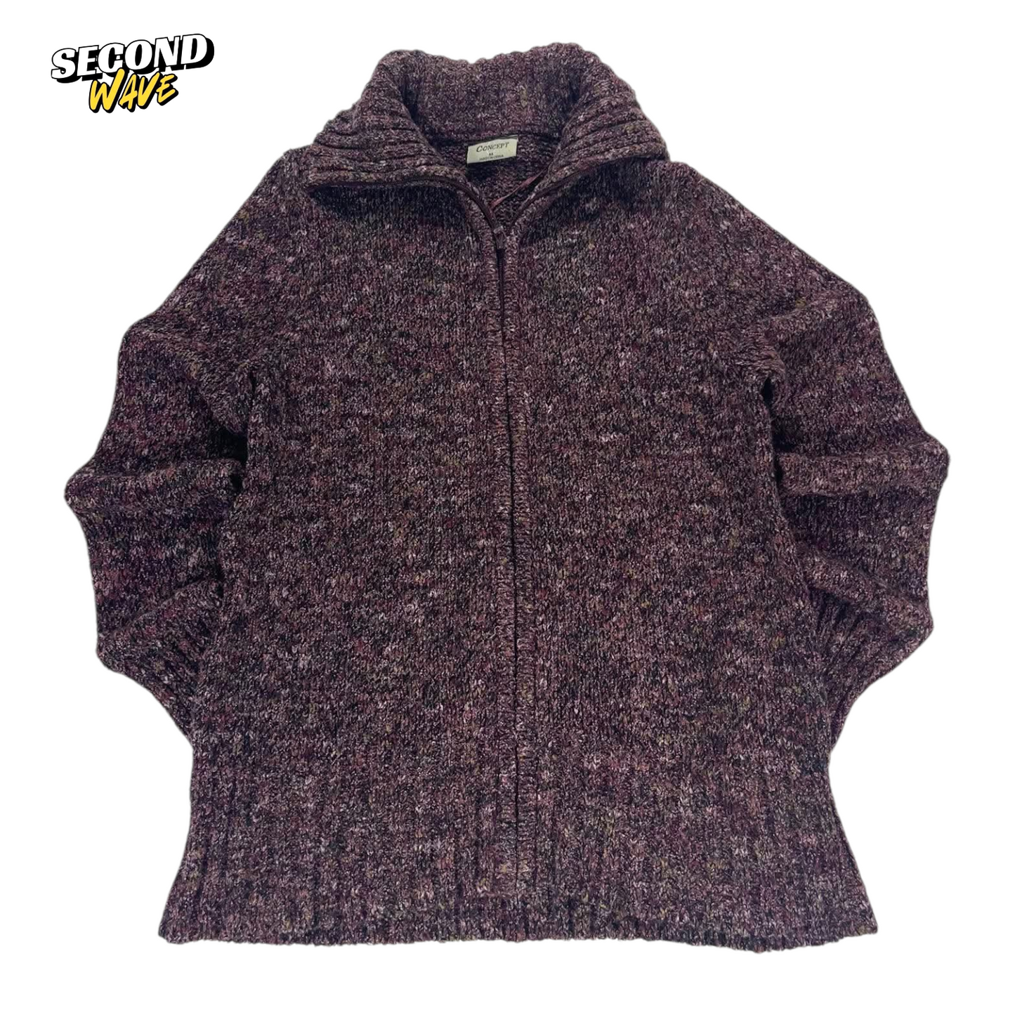 90S MULTI COLOUR ZIP UP SWEATER (M)