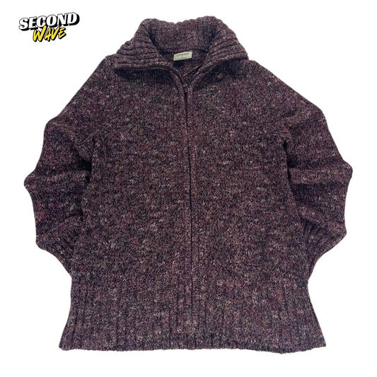 90S MULTI COLOUR ZIP UP SWEATER (M)
