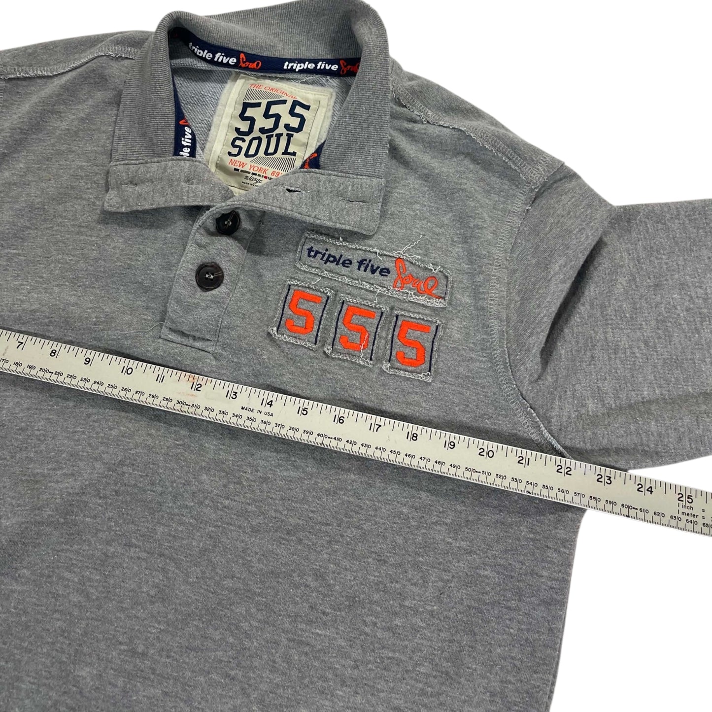 555 SOUL GREY POLO LONG SLEEVE (L)