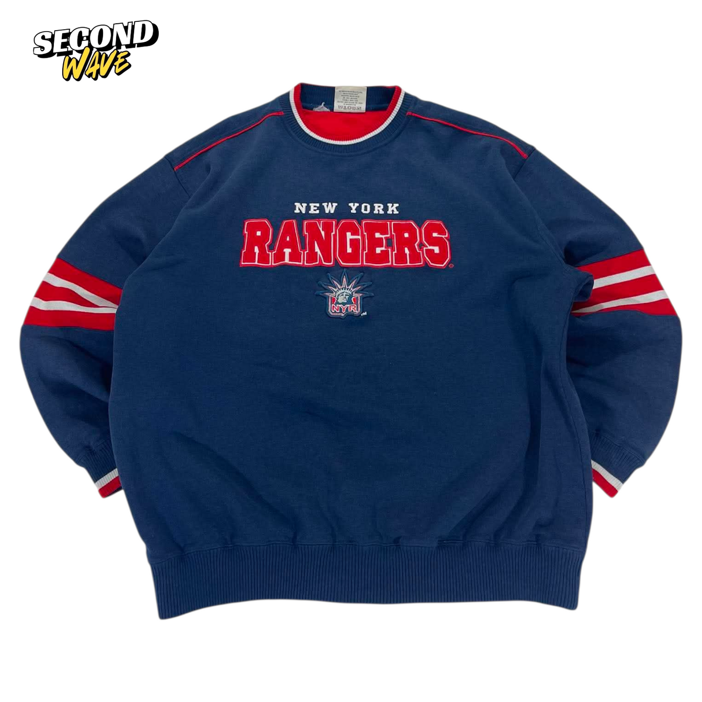 VINTAGE EMBROIDERED LEE SPORT NEW YORK RANGERS NAVY CREWNECK (XL)