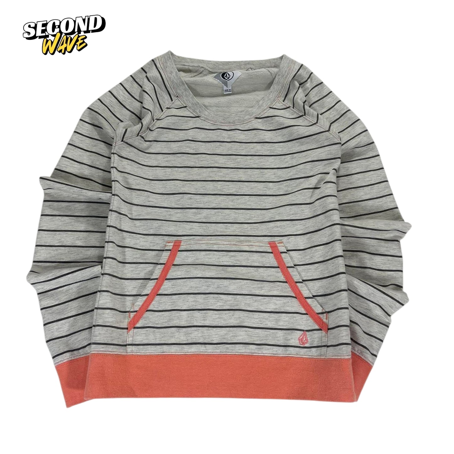 VOLCOM GREY STRIPED SWEATSHIRT (S)