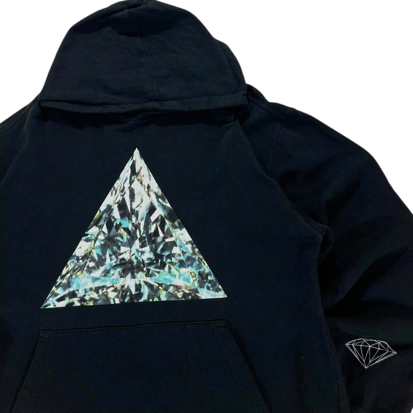 DIAMOND SUPPLY CO. BLACK HOODIE WITH BLUE AND GREEN DIAMOND DESIGN (M)