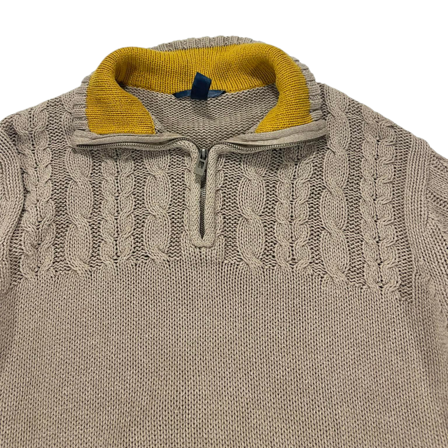 VINTAGE CABLE KNIT QUARTER ZIP SWEATER (M)