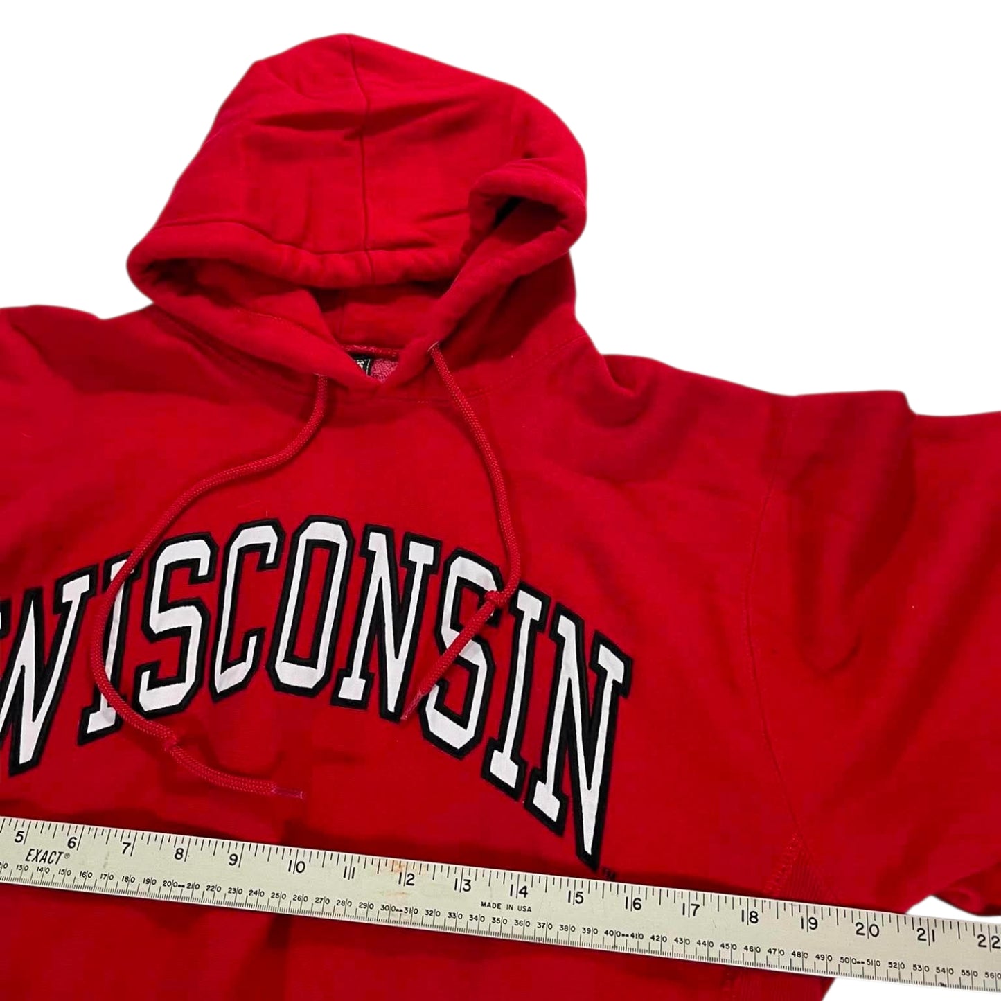 VINTAGE EMBROIDERED RED WISCONSIN BADGERS HOODIE (M)