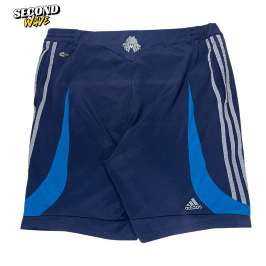 ADIDAS NAVY BLUE SHORTS WITH WHITE STRIPES (XL)