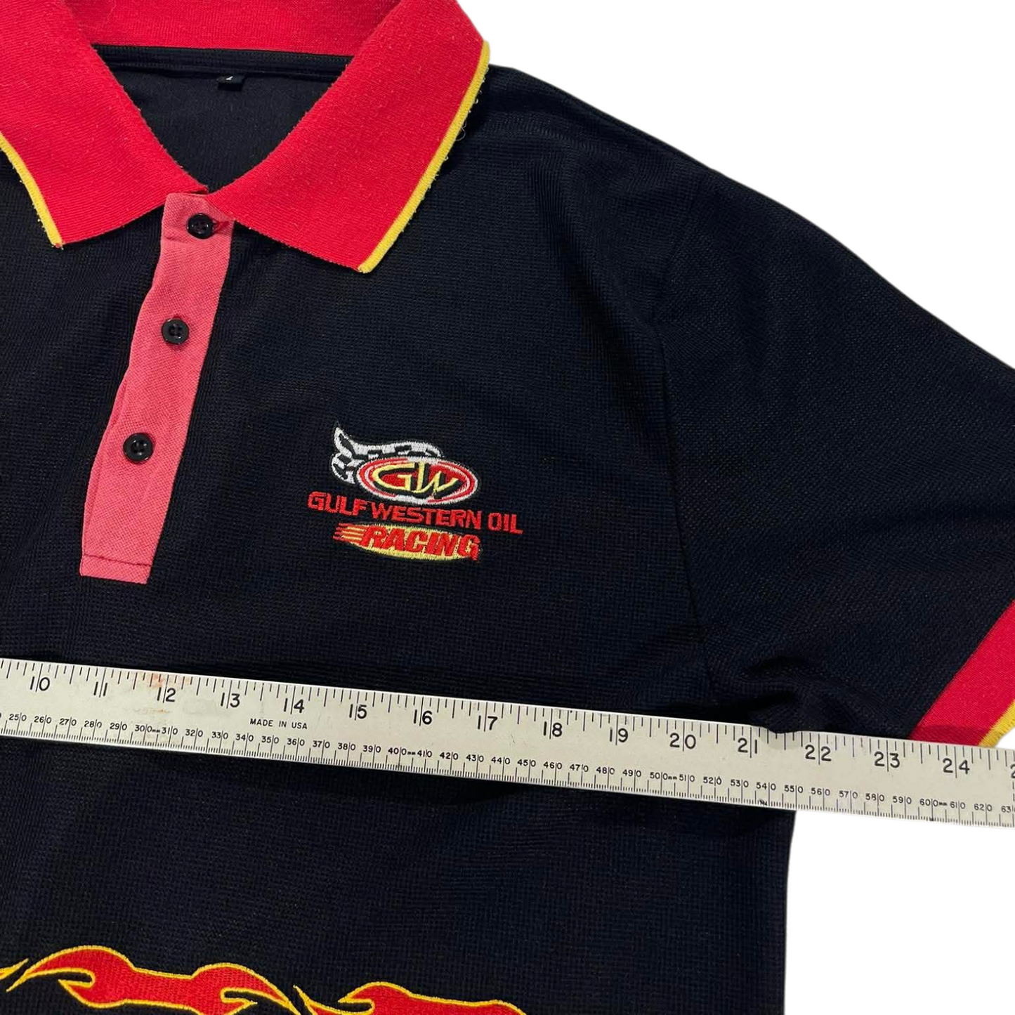 VINTAGE GULF WESTERN OIL RACING BLACK POLO SHIRT (L)