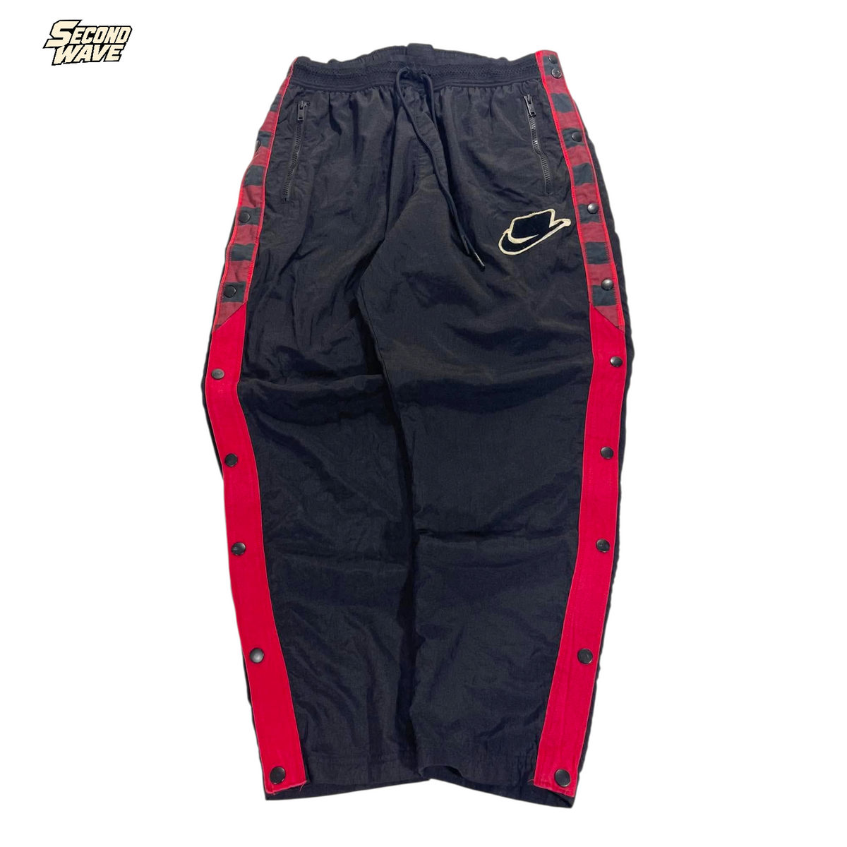 NIKE BLACK FLANNEL SIDE TRACK PANTS⁴ (XL)