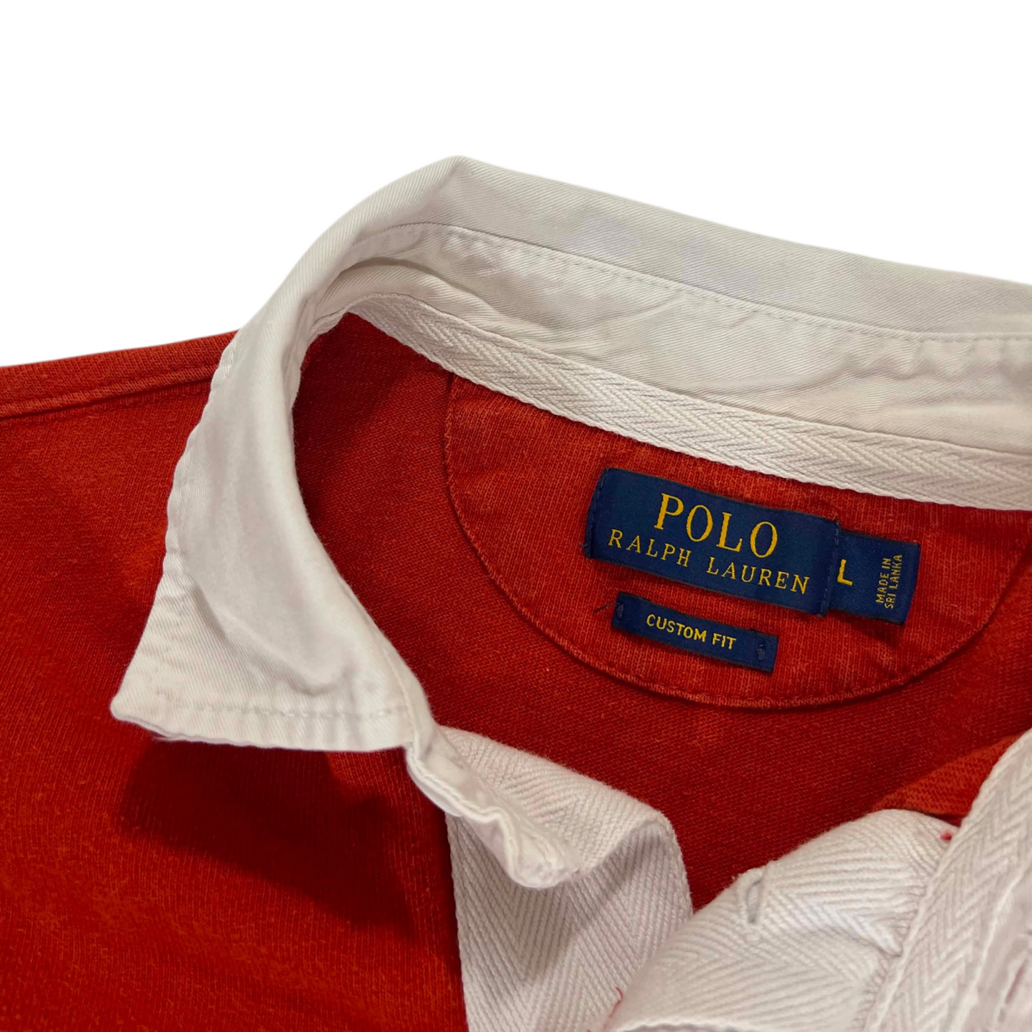 POLO RALPH LAUREN ORANGE RUGBY LONG SLEEVE POLO (L)