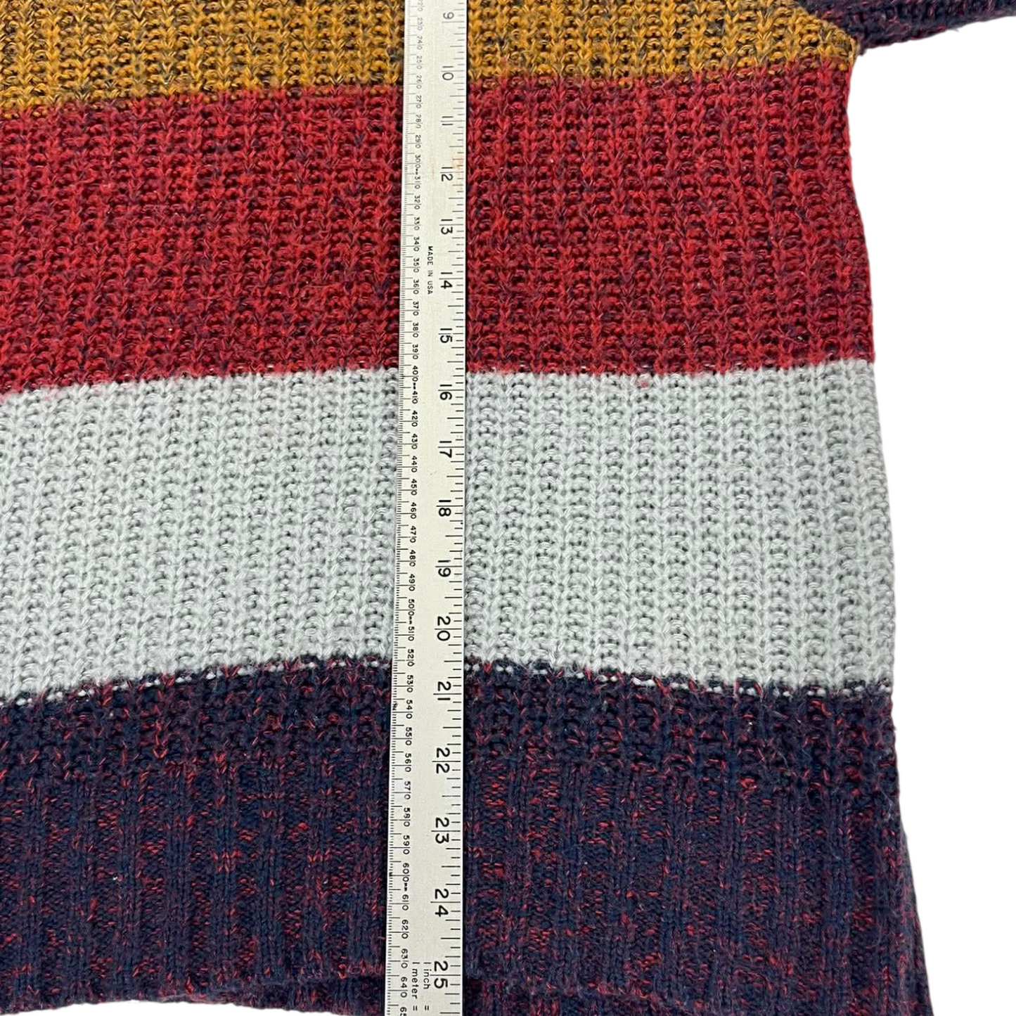 90S MULTICOLOURED STRIPED KNIT SWEATER (M-L)