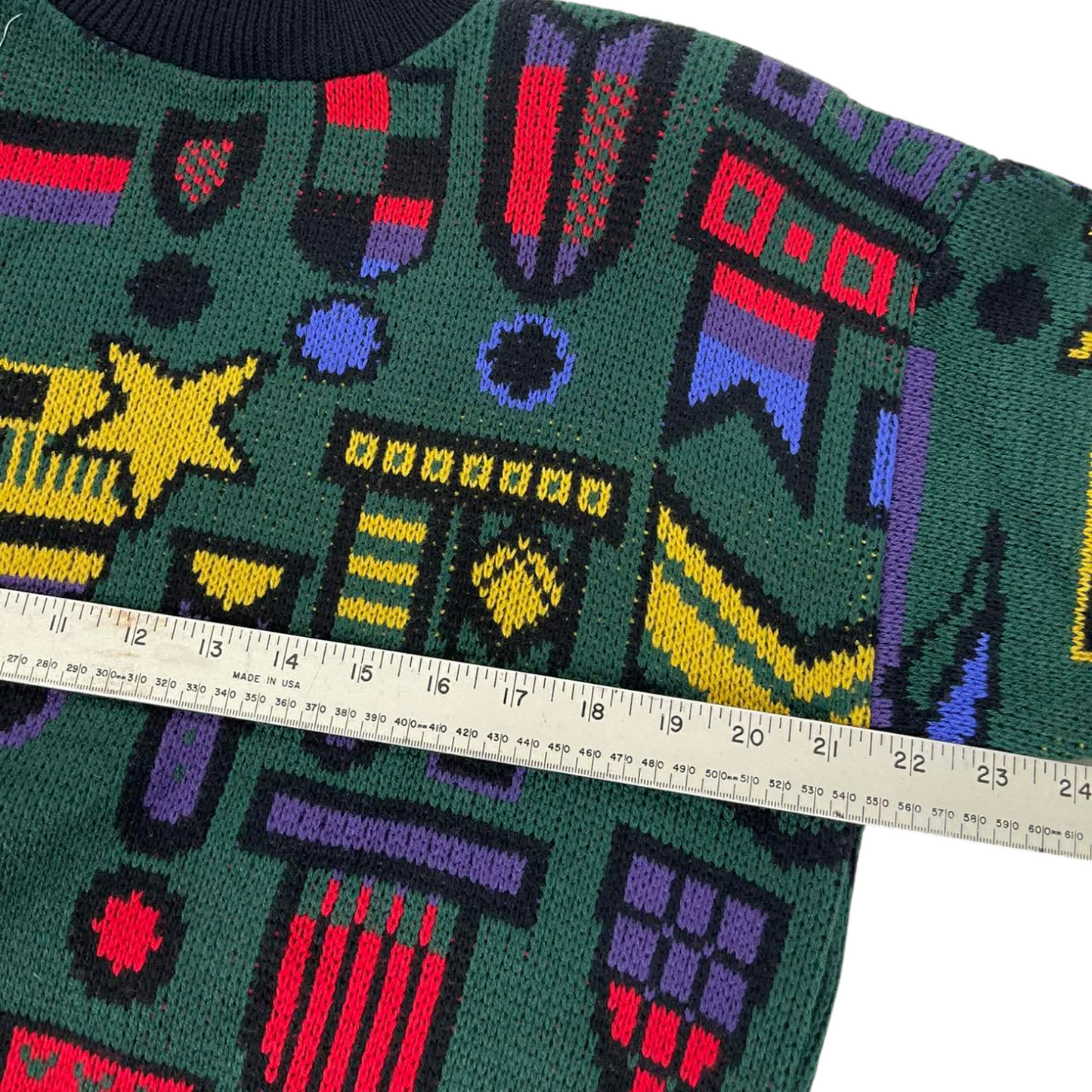 ITALIAN AFFAIR GREEN MULTI COLOURED SWEATER (S-M)