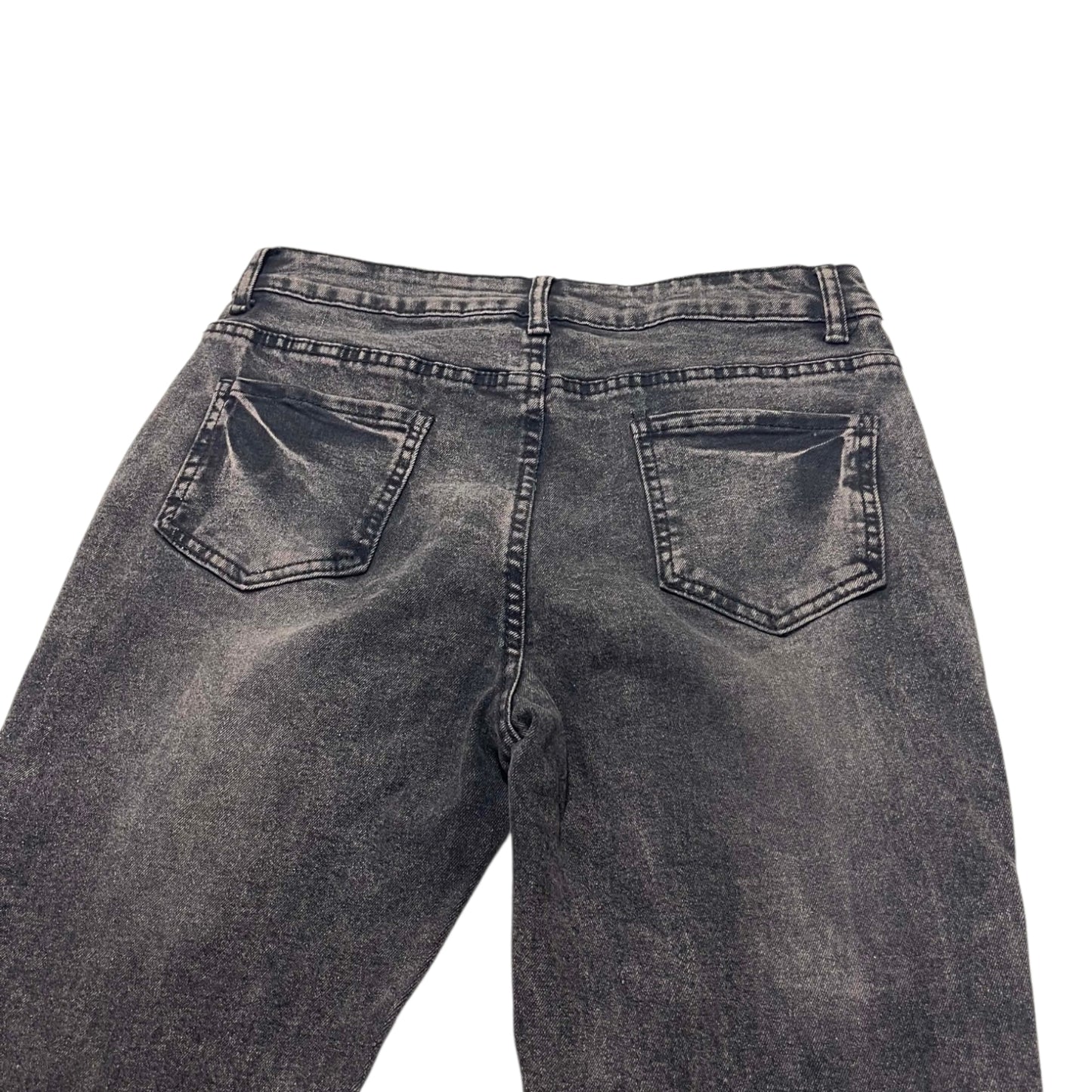 Y2K BLACK STUDDED FLARE JEANS (30)