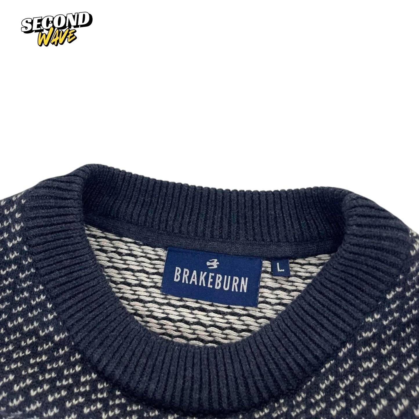 VINTAGE BRAKEBURN NAVY BLUE KNITTED JUMPER (L)