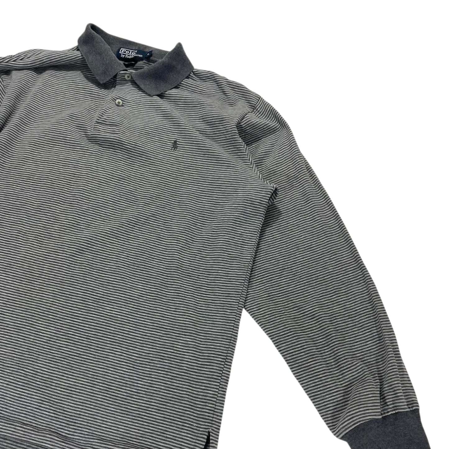 VINTAGE RALPH LAUREN GREY STRIPED POLO LONG SLEEVE (L)