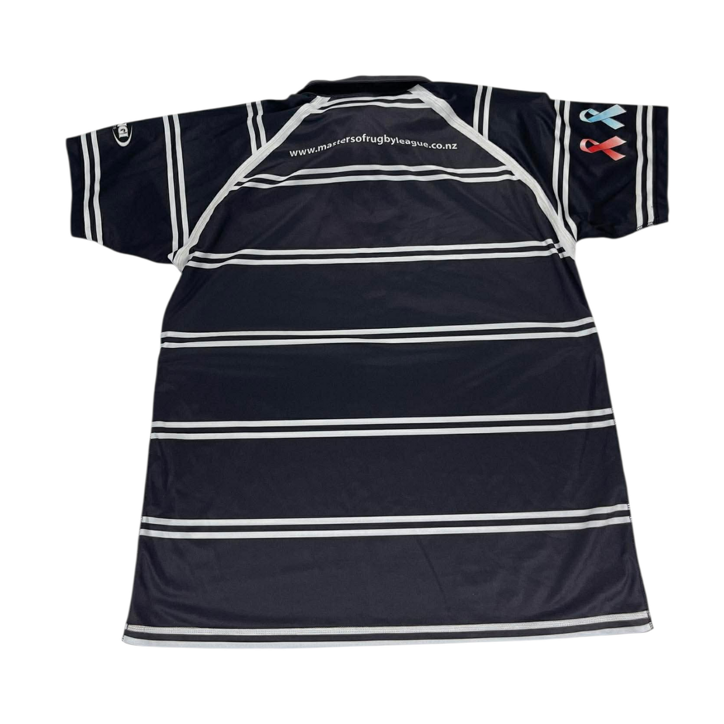2014 GOLD COAST RUGBY LEAGUE BLACK & WHITE STRIPED POLO SHIRT (XL)