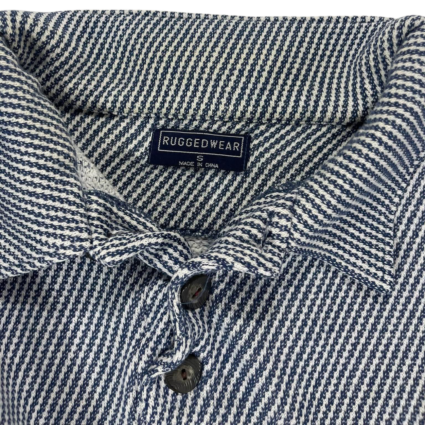 RUGGEDWEAR NAVY STRIPED BUTTON UP SHIRT (M)