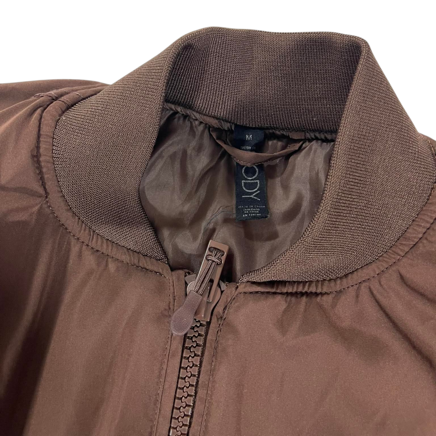 BODY BROWN BOMBER JACKET WITH ZIPPER POCKETS AND ELASTIC CUFFS (M)