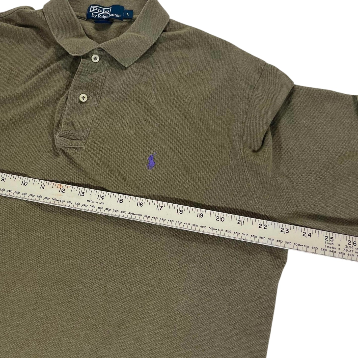 VINTAGE POLO RALPH LAUREN OLIVE POLO LONG SLEEVE (L)
