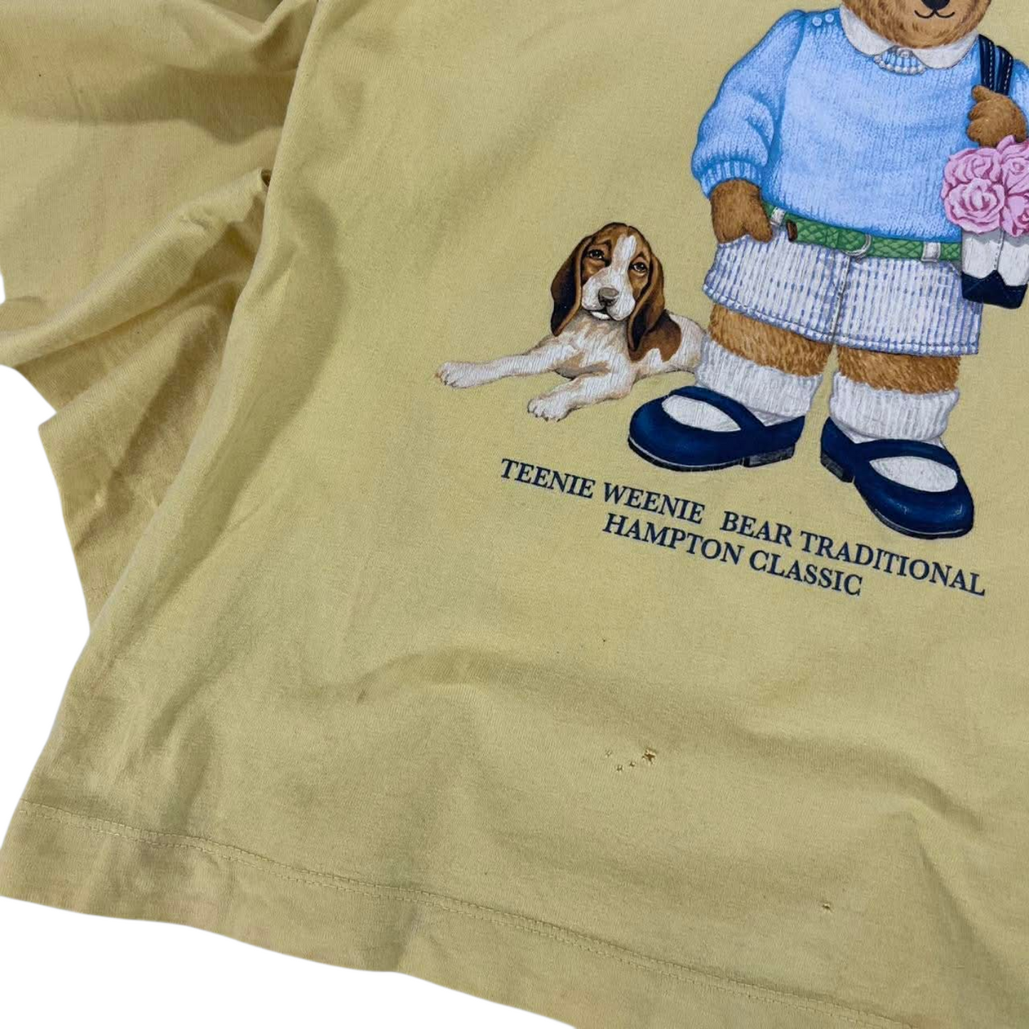 YELLOW VINTAGE 90S T.W. BEAR HOODIE (S-M)