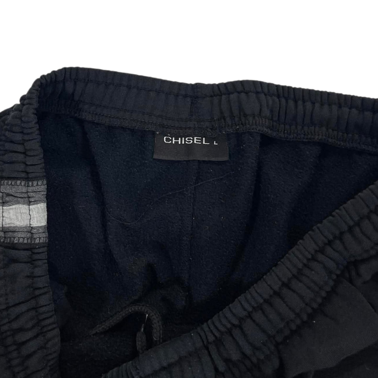 CHISEL BLACK BAGGY WIDE LEG SWEATPANTS (L)