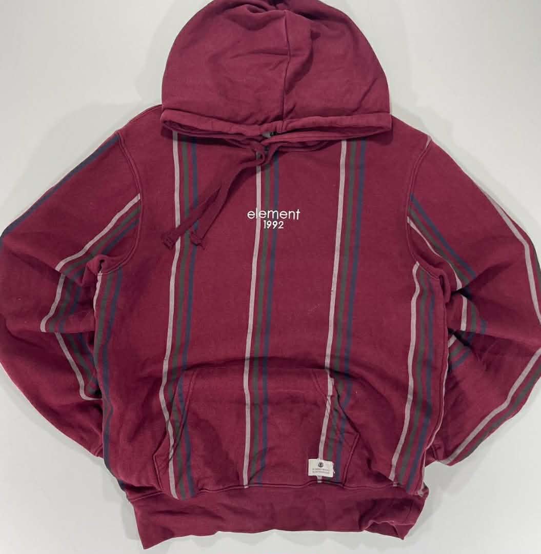Y2K ELEMENT BURGUNDY STRIPED HOODIE (M-L)