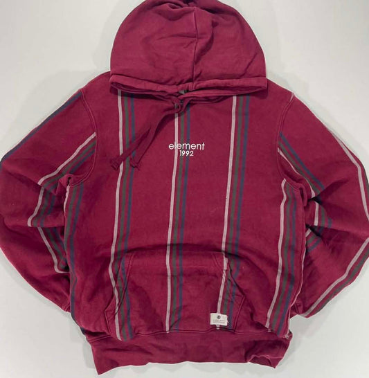 Y2K ELEMENT BURGUNDY STRIPED HOODIE (M-L)