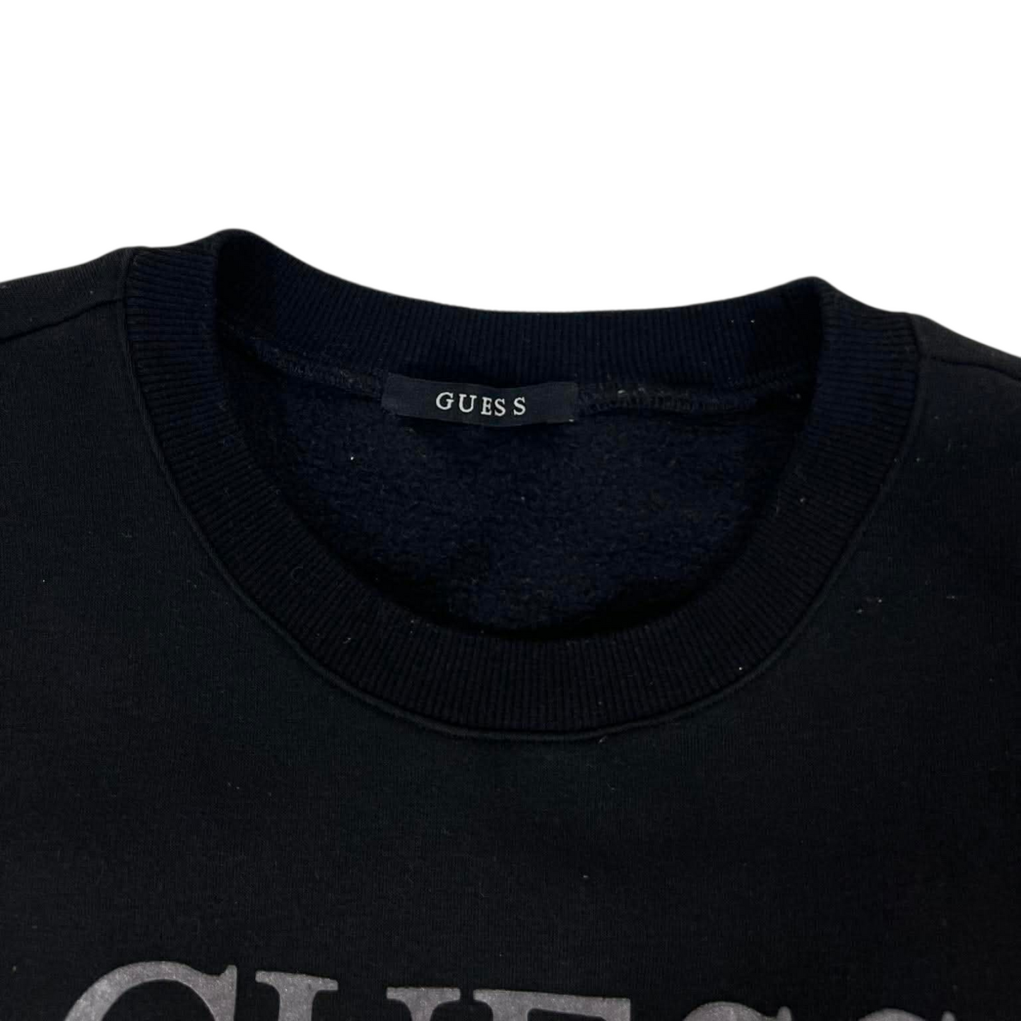VINTAGE GUESS BLACK CREWNECK SWEATSHIRT WITH SILVER LOGO(M)