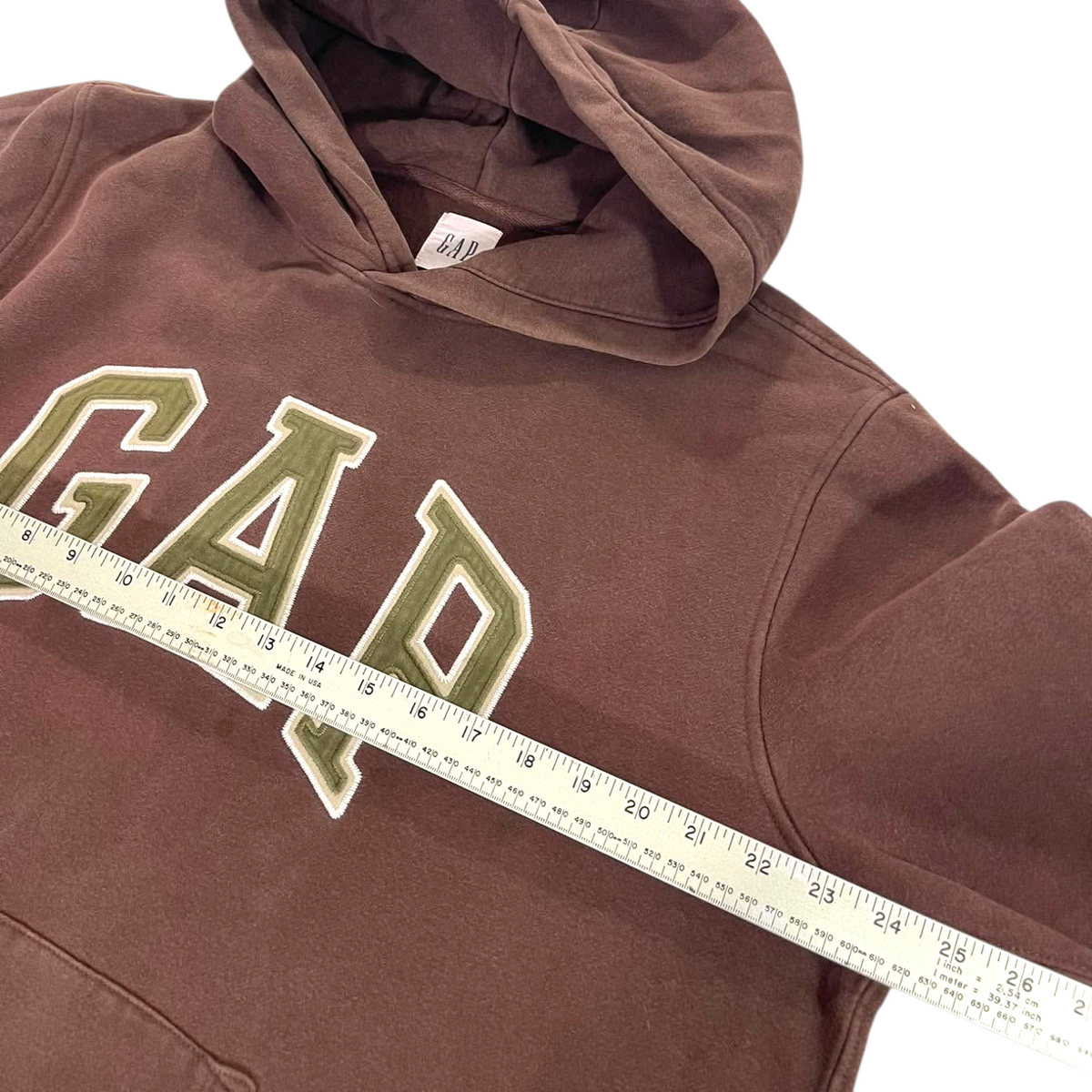 VINTAGE EMBROIDERED BROWN GAP HOODIE (BEST FIT LARGE)