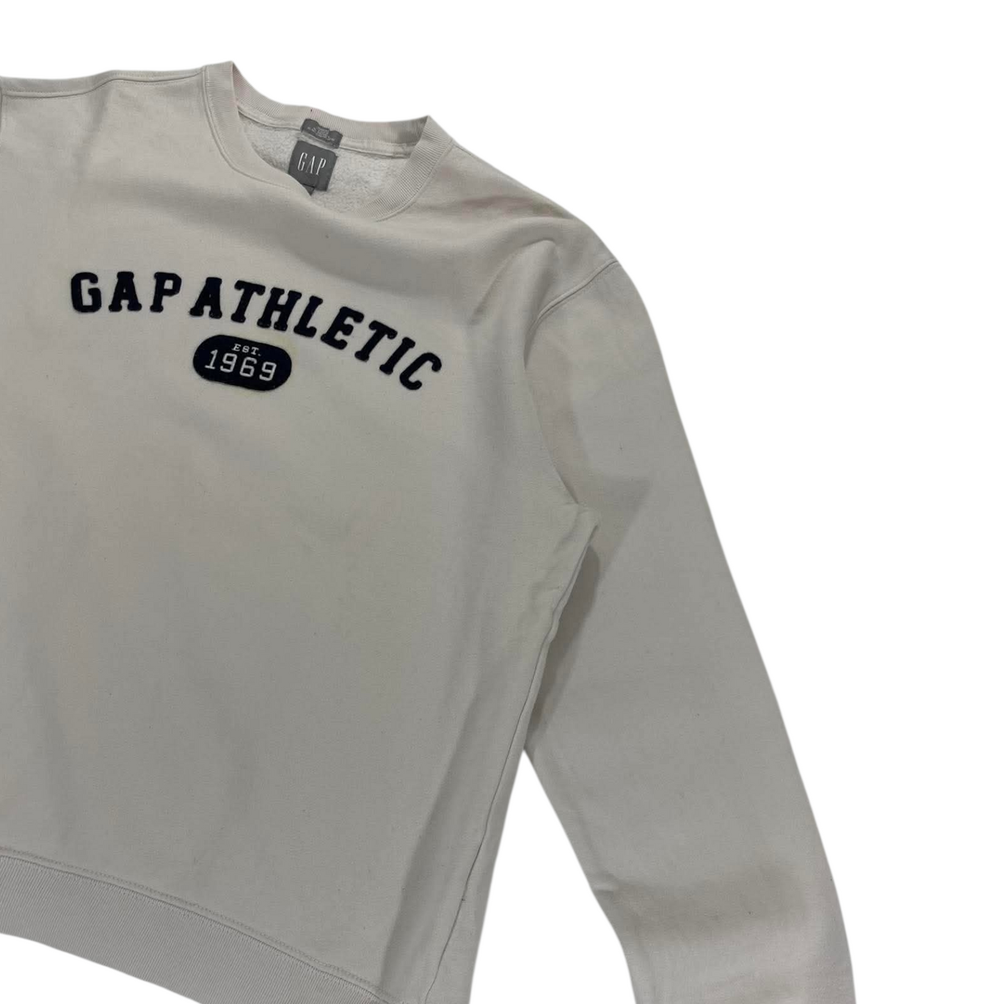 VINTAGE CREAM GAP ATHLETIC CREWNECK SWEATSHIRT (M)