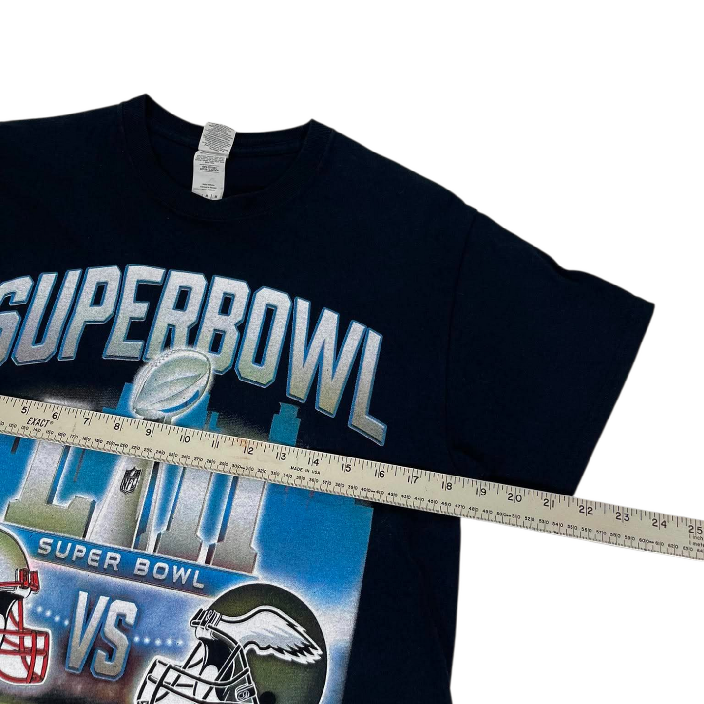 SUPER BOWL LII NEW ENGLAND PATRIOTS VS PHILADELPHIA EAGLES BLACK COTTON TEE (M)