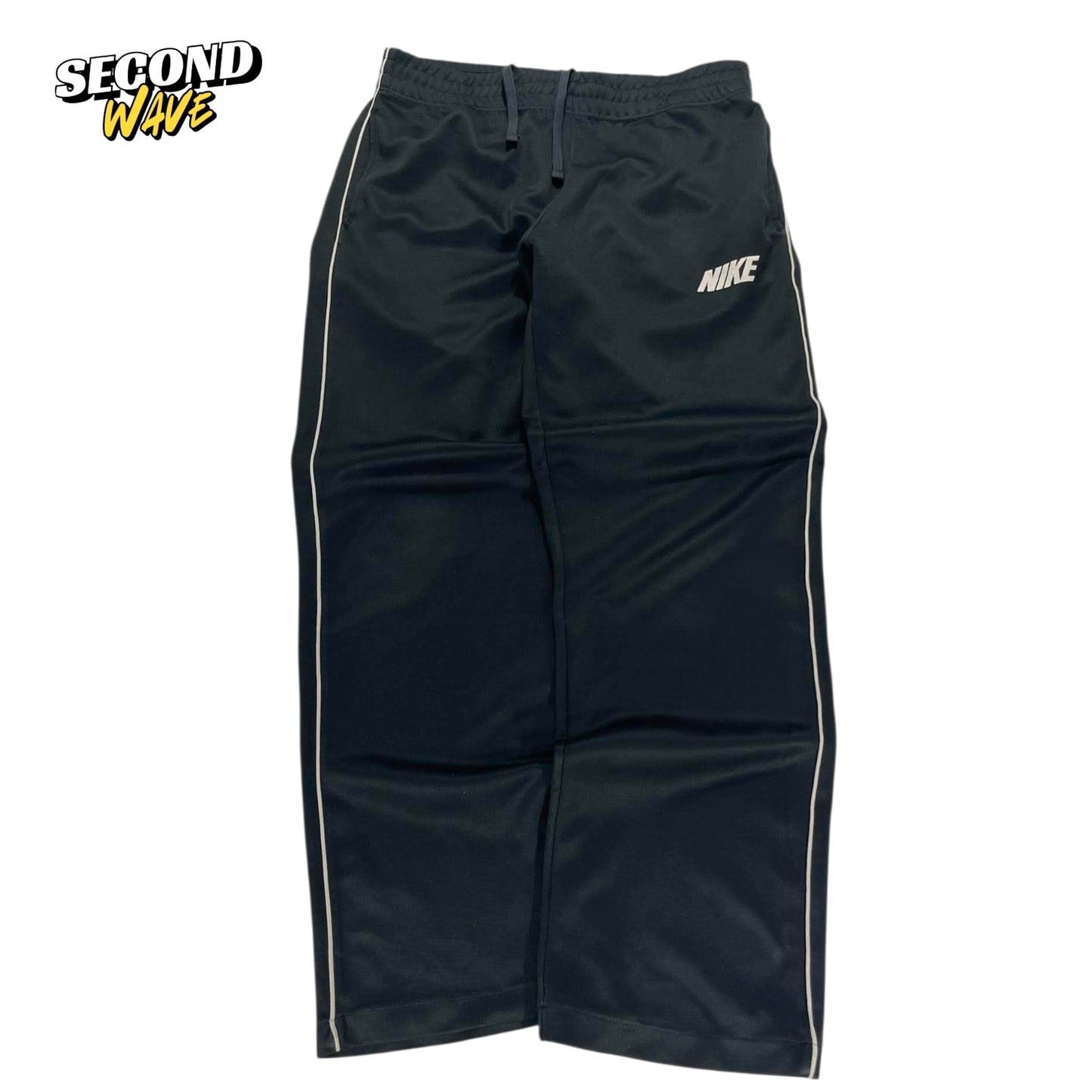 NIKE BLACK TRACK PANTS WITH WHITE STRIPES (L)