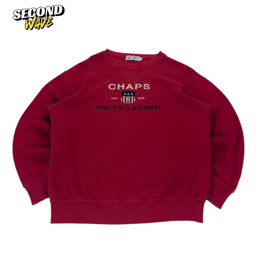 VINTAGE 90S CHAPS RALPH LAUREN RED CREWNECK (M)