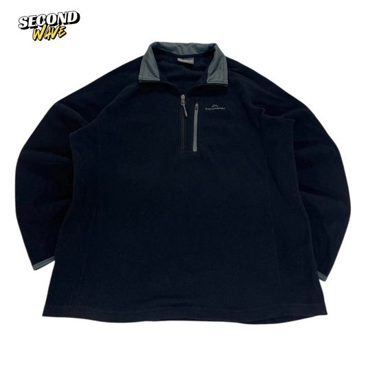 VINTAGE KATHMANDU BLACK FLEECE QUARTER ZIP JUMPER (L)